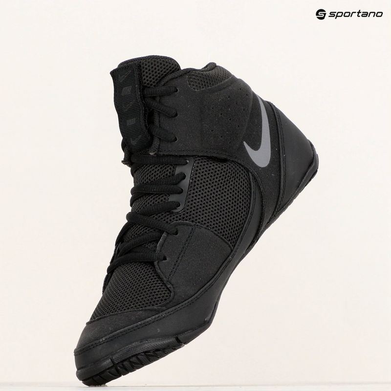 Nike Fury wrestling shoes black/metallic silver 9