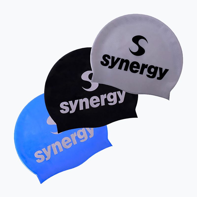 Swim cap Synergy Silicone Swim Cap 3-Pack black/blue/silver
