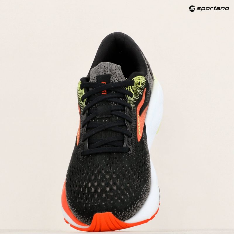 Brooks Ghost 16 men's running shoes black/mandarin red/green 9