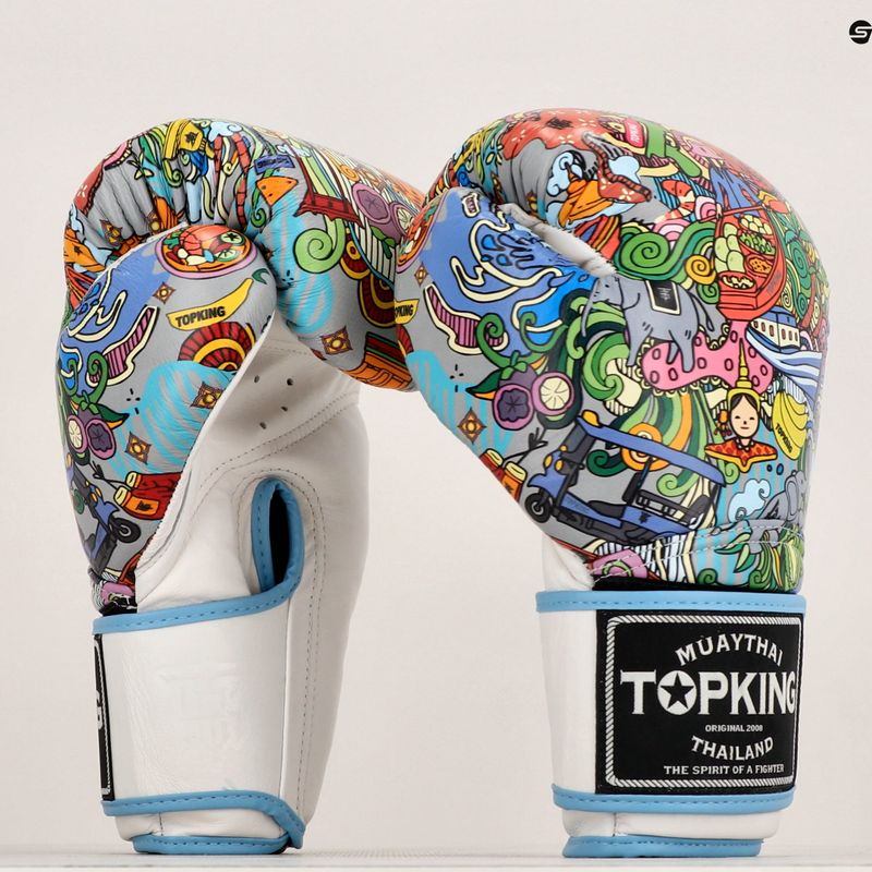 Top King Boxing Culture white/blue boxing gloves 7