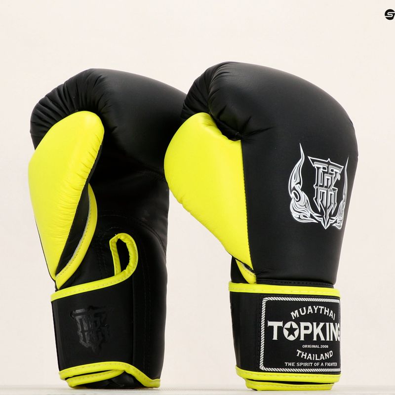 Top King Reborn Boxing Gloves Semi Leather black/yellow 6