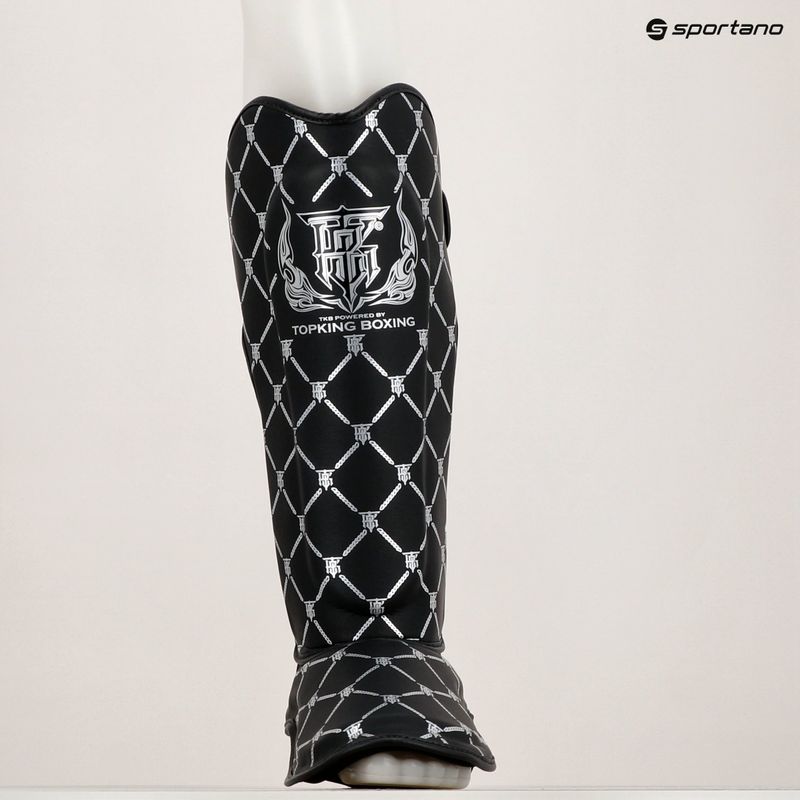 Top King Chain Semi Leather black/silver tibia and foot protectors 6