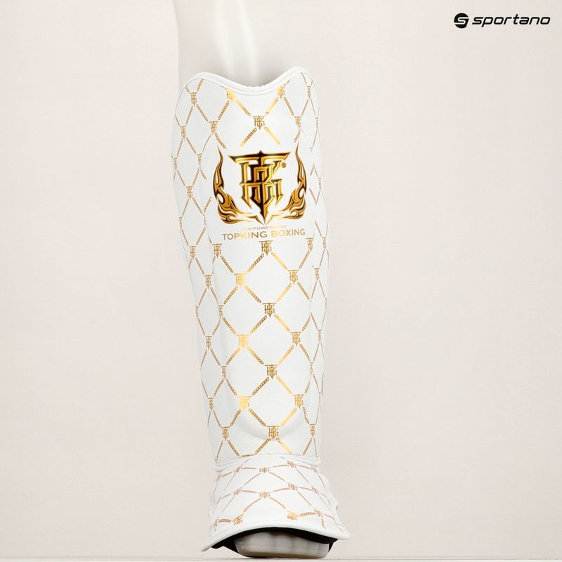 Top King Chain Semi Leather white/gold tibia and foot protectors 8