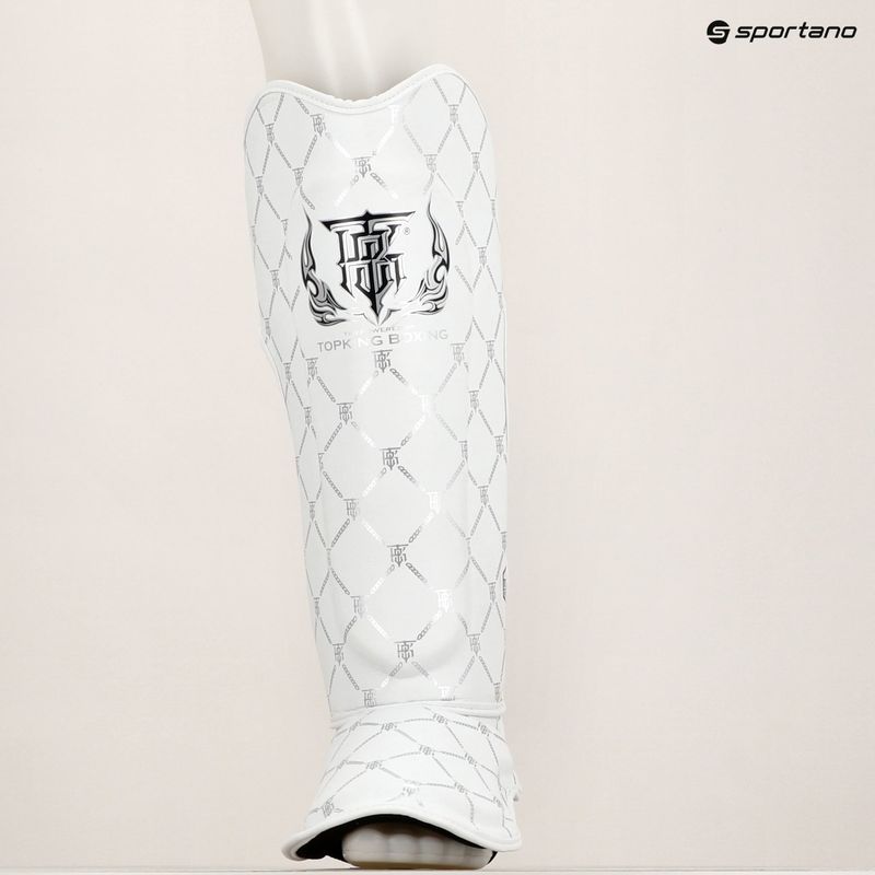 Top King Chain Semi Leather white/silver tibia and foot protectors 8