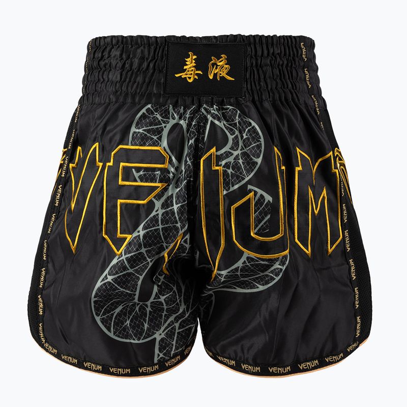 Men's training shorts Venum Serpenti Muay Thai black/silver/gold 2