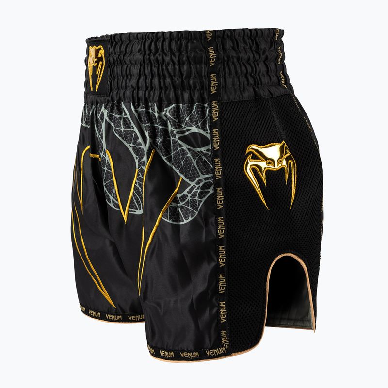 Men's training shorts Venum Serpenti Muay Thai black/silver/gold 3