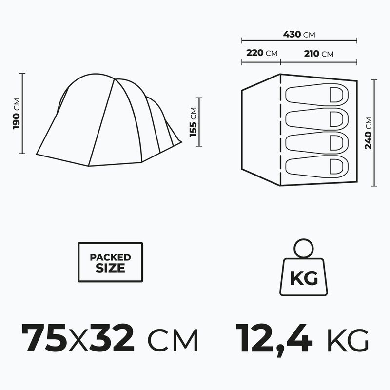 KADVA AIRcamp 4.4 4-person camping tent green 22