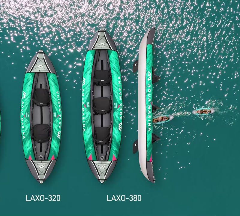 Aqua Marina Laxo Recreational Kayak 12'6" green 3-person inflatable kayak 11