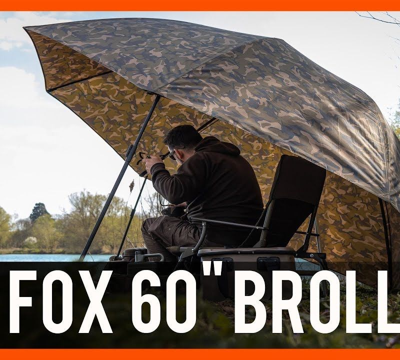 Fox International 60" Camo Brolly brown carp umbrella CUM268 4