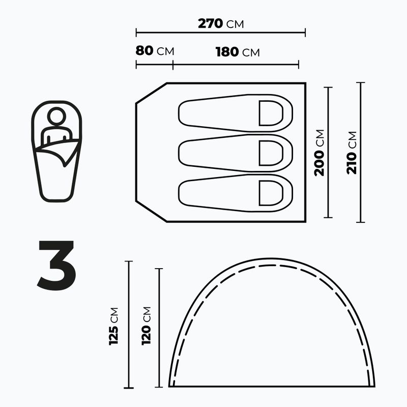 KADVA CAMPdome 3-person camping tent green 7