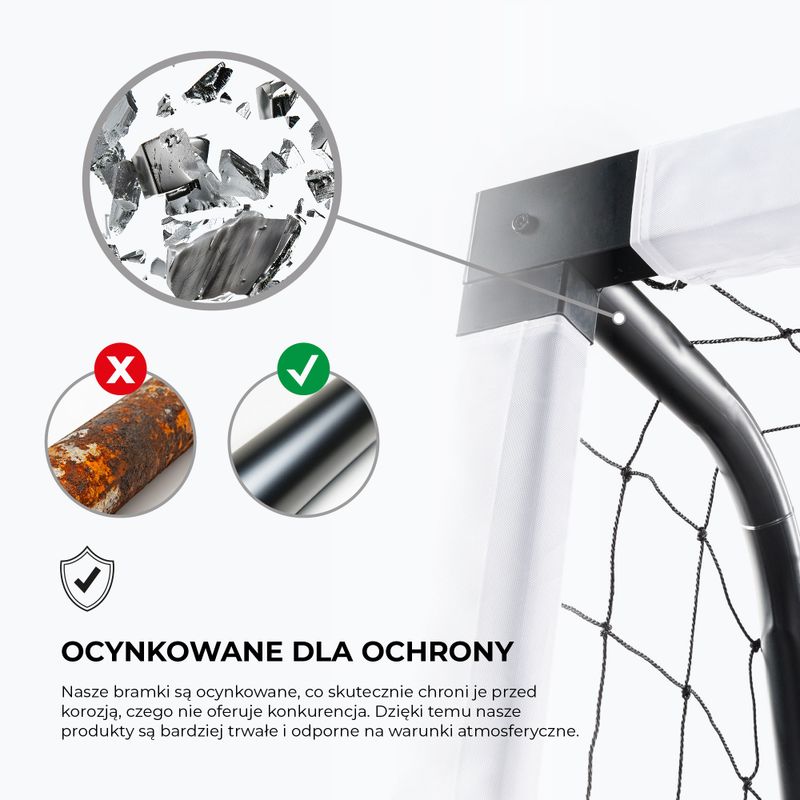 OneTeam One football goal 300 x 200 cm galvanized steel white/black 4