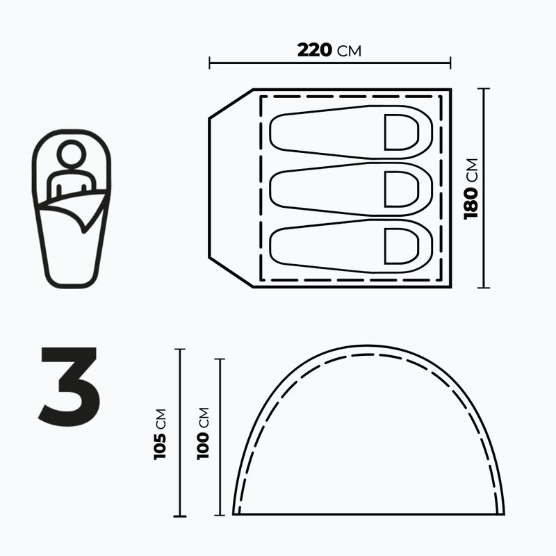 KADVA Tartuga 3-person camping tent green 2