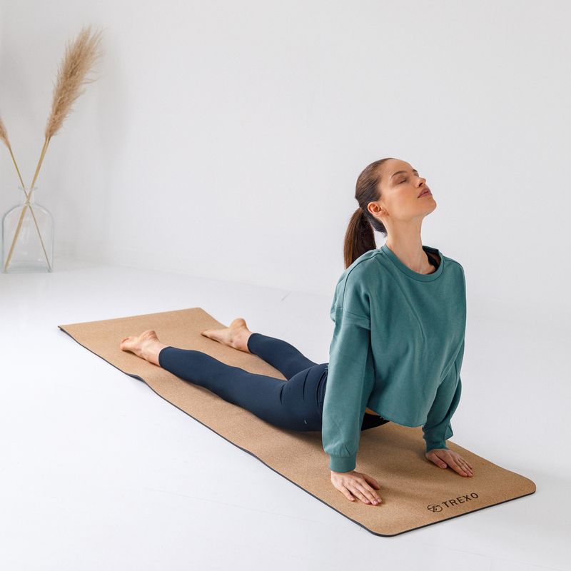 XTREXO Yoga mat TPE cork 6 mm black YM-C01C 7