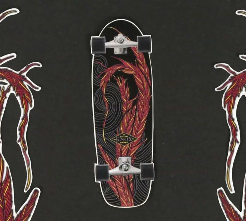 Surfskate skateboard Carver C7 Raw 31.25" Knox Phoenix 2022 Complete black and red C1013011133 12