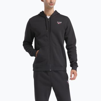 Men's Reebok Identity SL Fleece FZ sweatshirt black/white/vector red