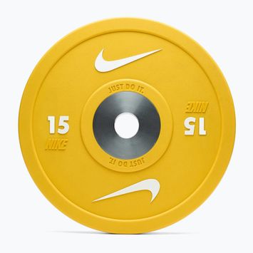 Bumper weight Nike Strength Pro Urethane Bumper Plates 15 kg yellow/white
