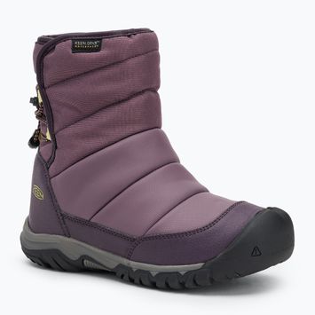 KEEN Puffrider WP junior snow boots black plum/daiquiri green