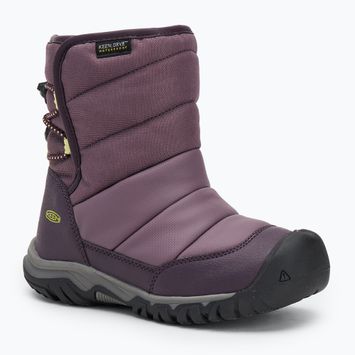 KEEN Puffrider WP children's snow boots black plum/daiquiri green