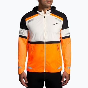 Men's Brooks Run Visible 2.0 ecru/fluoro flash/black running jacket