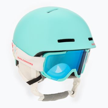 Children's ski helmet Salomon Player Combo + Goggles XV Jr aruba blue