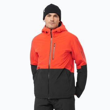 Men's Salomon Highland cherry tomato/deep black ski jacket