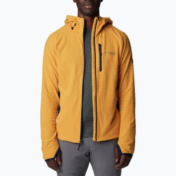 Columbia men's Titan Pass 3.0 Hooded raw honey/collegiate navy trekking sweatshirt