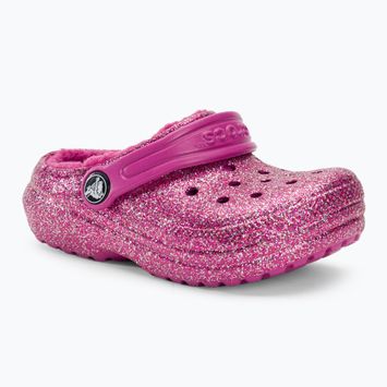 Crocs Classic Lined Glitter Clog fuchsia fun/multi children's flip-flops