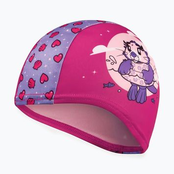 Speedo Printed Polyester pink/purple swimming cap