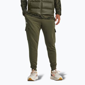 Men's trousers Under Armour Rival Fleece Cargo Jogger marine od green / white