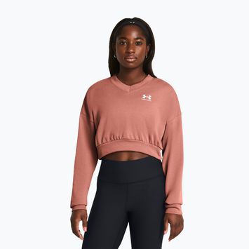 Under Armour women's training sweatshirt Rival Terry Os Crop Crew canyon pink/white