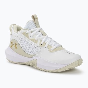 Under Armour Lockdown 6 basketball shoes white/silt/metallic gold