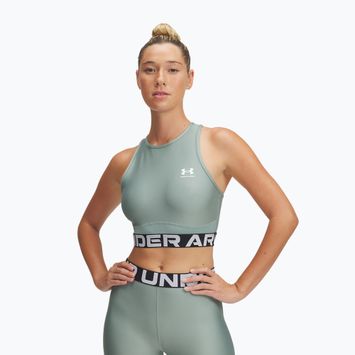 Women's training top Under Armour Heat Gear Rib Tank silica green/silica green/white