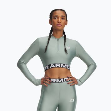 Women's training top Under Armour Heat Gear Rib 1/4 Zip silica green/silica green/white