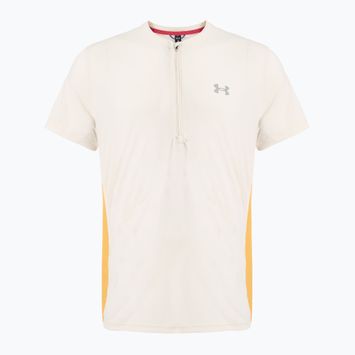 Men's running T-shirt Under Armour Trail Run Zip stone/noble gold/reflective