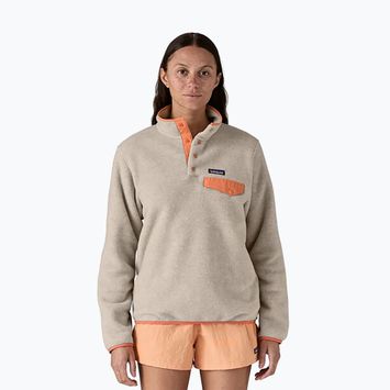 Patagonia women's trekking sweatshirt LW Synch Snap-T P/O oatmeal heather w/heirloom peach