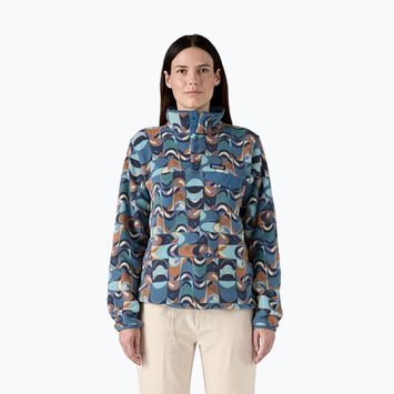 Patagonia women's trekking sweatshirt LW Synch Snap-T P/O swallowtail geo/still blue