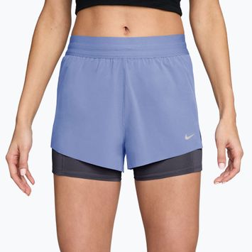 Women's running shorts Nike Swift Mid-Rise 2in1 aluminum/royal tint