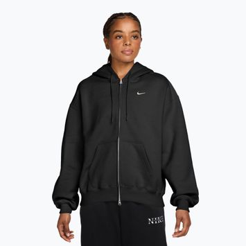 Women's sweatshirt Nike Studio Fleece Medium Weight Oversized Full Zip total black/sail
