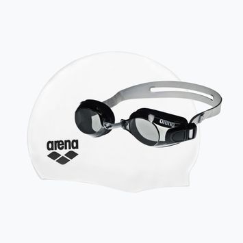 Set cap + goggles arena Pool silver smoke/white black 92422/55