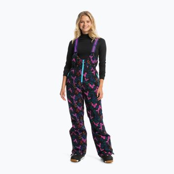 Women's snowboard trousers ROXY X Rowley Insulated Bib true black darkreds floral