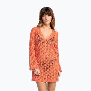 Women's Roxy Love Coastline Beach V Neck dress apricot brandy