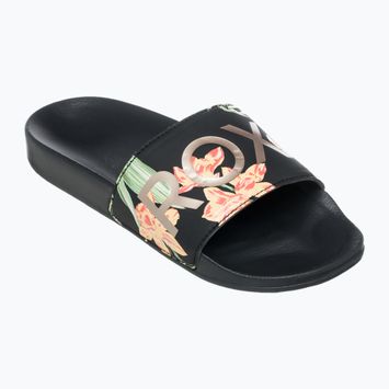 Women's ROXY Slippy II flip-flops black/green print