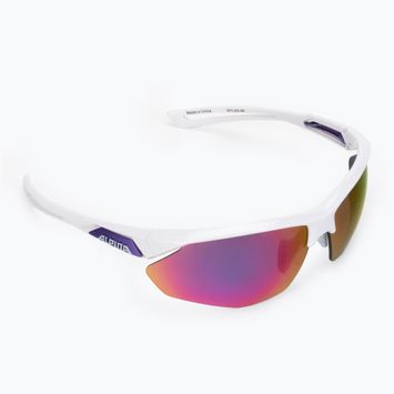 Bicycle goggles Alpina Defey HR white/purple/purple mirror