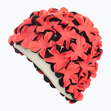 Women's swim cap Fashy Flowers red / black