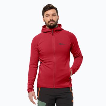 Men's Jack Wolfskin Baiselberg Hooded FZ fleece sweatshirt red glow