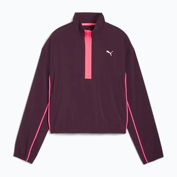 Women's running jacket PUMA Run For Her Fashion Woven 1/2 ZIP midnight plum/ sunset glow