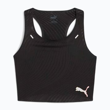 Women's running top PUMA Run Ultraspun Crop puma black/ fireglow