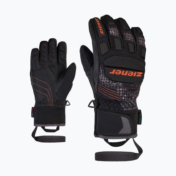 ZIENER Children's Ski Gloves Luro Aquashield PR black/orange pop