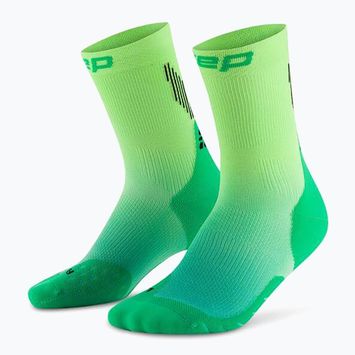 CEP Men's Compression Socks Run Edt. Gradient Mid Cut Compression 5.0 green/lime fade