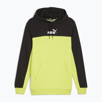 Men's sweatshirt PUMA ESS+ Block Hoodie TR puma black/lime sheen